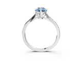White gold Fancy Blue Radiant  Solitaire Twist Band with Pavé Diamonds and Four-Prong Setting_68