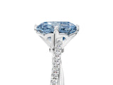 White gold Fancy Blue Radiant  Solitaire Twist Band with Pavé Diamonds and Four-Prong Setting_70