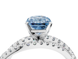 White gold Fancy Blue Radiant  Solitaire Twist Band with Pavé Setting and Four-Prong Setting_112