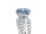 White gold Fancy Blue Radiant  Solitaire Twist Band with Pavé Setting and Four-Prong Setting_114
