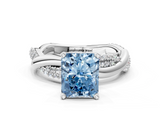 White gold Fancy Blue Radiant  Solitaire Twist Band with Pave Prong Setting_56