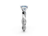 White gold Fancy Blue Radiant  Solitaire Twist Band with Pave Prong Setting_60