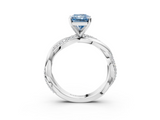 White gold Fancy Blue Radiant  Solitaire Twist Band with Pave Prong Setting_61