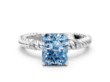 White gold Fancy Blue Radiant  Solitaire Twisted Band Prong Set Engagement Ring_61