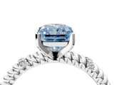 White gold Fancy Blue Radiant  Solitaire Twisted Band Prong Set Engagement Ring_65