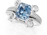 White gold Fancy Blue Radiant  Solitaire Twisted Band Scroll Prong Ring_4