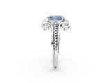 White gold Fancy Blue Radiant  Solitaire Twisted Band Scroll Prong Ring_5