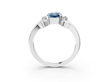 White gold Fancy Blue Radiant  Solitaire Twisted Band Scroll Prong Ring_6