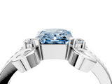 White gold Fancy Blue Radiant  Solitaire Twisted Band Scroll Prong Ring_7