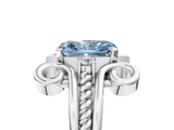 White gold Fancy Blue Radiant  Solitaire Twisted Band Scroll Prong Ring_8