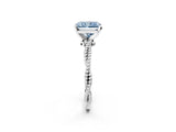 White gold Fancy Blue Radiant  Solitaire Twisted Band with Bead Prong Setting_359