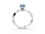 White gold Fancy Blue Radiant  Solitaire Twisted Band with Bead Prong Setting_360