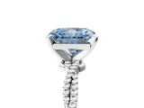 White gold Fancy Blue Radiant  Solitaire Twisted Band with Bead Prong Setting_362