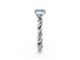 White gold Fancy Blue Radiant  Solitaire Twisted Band with Pavé Accents and Four-Prong Setting_5