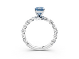 White gold Fancy Blue Radiant  Solitaire Twisted Band with Pavé Accents and Four-Prong Setting_6
