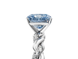 White gold Fancy Blue Radiant  Solitaire Twisted Band with Pavé Accents and Four-Prong Setting_8