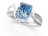 White gold Fancy Blue Radiant  Solitaire Twisted Band with Prong Setting_4