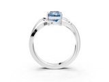 White gold Fancy Blue Radiant  Solitaire Twisted Band with Prong Setting_6