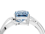 White gold Fancy Blue Radiant  Solitaire Twisted Band with Prong Setting_7