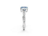 White gold Fancy Blue Radiant  Solitaire Twisted Pave Diamond Ring with Four-Prong Setting_156
