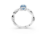 White gold Fancy Blue Radiant  Solitaire Twisted Pave Diamond Ring with Four-Prong Setting_157