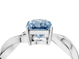 White gold Fancy Blue Radiant  Solitaire Twisted Pave Diamond Ring with Four-Prong Setting_158