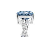 White gold Fancy Blue Radiant  Solitaire Twisted Pave Diamond Ring with Four-Prong Setting_159