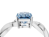 White gold Fancy Blue Radiant  Solitaire Twisted Pave Diamond Ring with Four-Prong Setting_16
