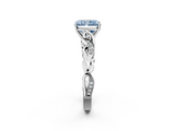 White gold Fancy Blue Radiant  Solitaire Vine Band with Milgrain Prong Setting_5
