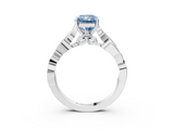 White gold Fancy Blue Radiant  Solitaire Vine Band with Milgrain Prong Setting_6