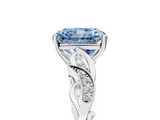 White gold Fancy Blue Radiant  Solitaire Vine Band with Milgrain Prong Setting_8
