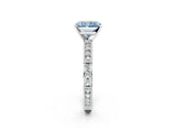 White gold Fancy Blue Radiant  Solitaire with Pavé Band and Four-Prong Setting_309