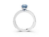 White gold Fancy Blue Radiant  Solitaire with Pavé Band and Four-Prong Setting_310