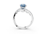 White gold Fancy Blue Radiant  Solitaire with Pavé Twist Band and Four-Prong Setting_57