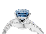 White gold Fancy Blue Radiant  Solitaire with Pavé Twist Band and Four-Prong Setting_58