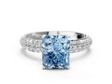 White gold Fancy Blue Radiant  Solitaire with Pave Band and Four-Prong Setting_3