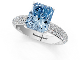 White gold Fancy Blue Radiant  Solitaire with Pave Band and Four-Prong Setting_4