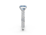 White gold Fancy Blue Radiant  Solitaire with Pave Band and Four-Prong Setting_5