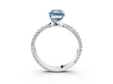 White gold Fancy Blue Radiant  Solitaire with Pave Band and Four-Prong Setting_6