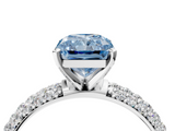 White gold Fancy Blue Radiant  Solitaire with Pave Band and Four-Prong Setting_7
