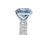 White gold Fancy Blue Radiant  Solitaire with Pave Band and Four-Prong Setting_8