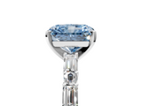 White gold Fancy Blue Radiant  Solitaire with Side Baguettes and Channel Set Band_119