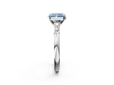 White gold Fancy Blue Radiant  Solitaire with Tapered Baguette Side Stones on a Classic Band with Four-Prong Setting_106