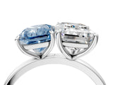 White gold Fancy Blue Radiant  and Emerald Cut Toi Moi Ring with Prong Setting_50