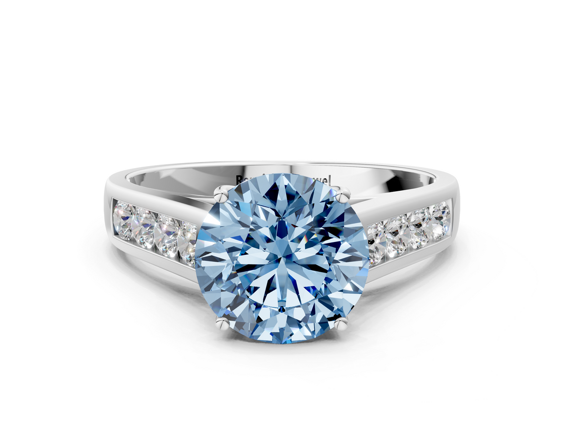 White gold Fancy Blue Round  Brilliant Channel-Set Solitaire Ring with Four-Prong Setting_20