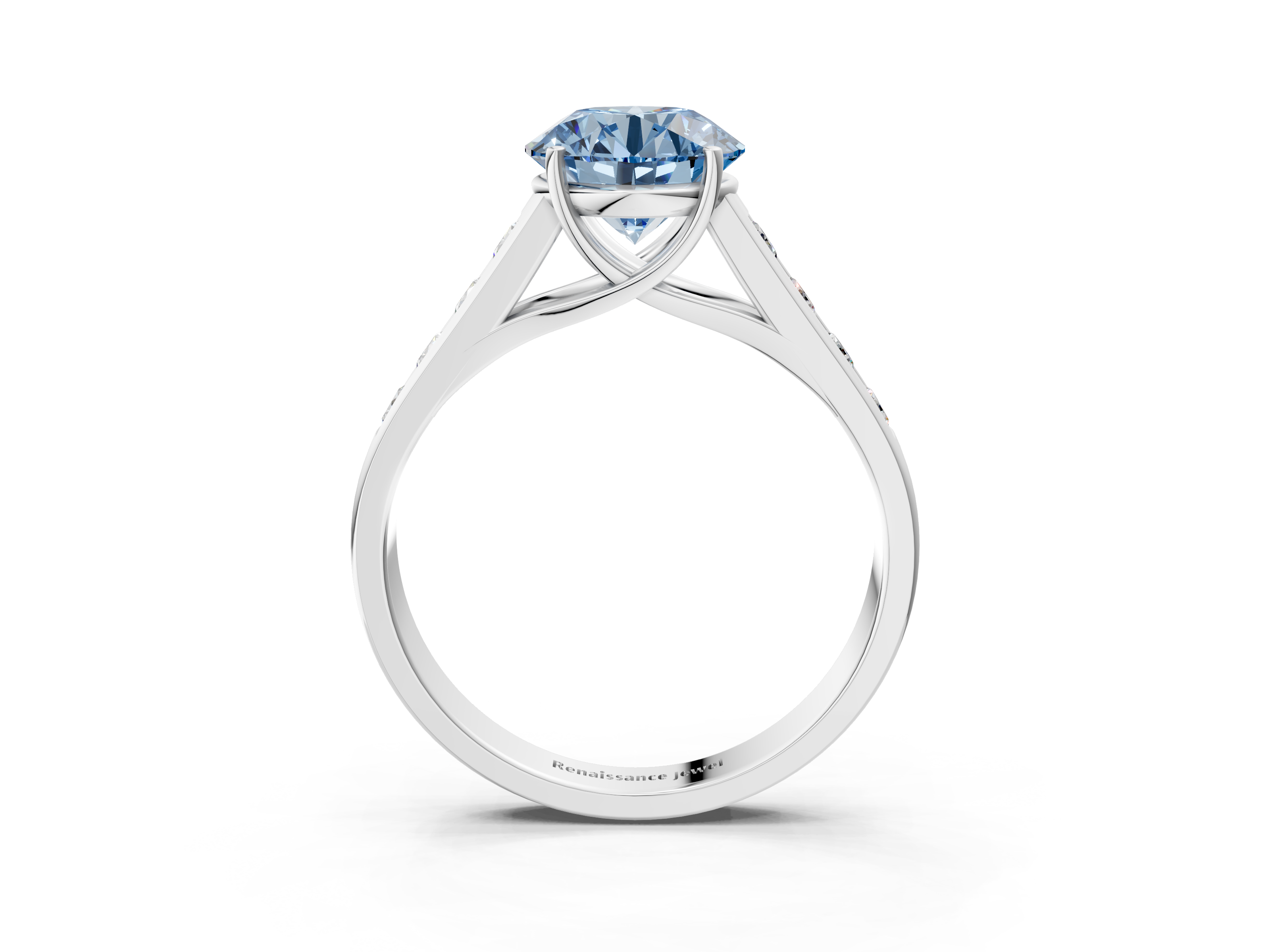 White gold Fancy Blue Round  Brilliant Channel-Set Solitaire Ring with Four-Prong Setting_23