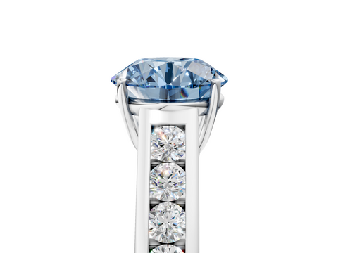 White gold Fancy Blue Round  Brilliant Channel-Set Solitaire Ring with Four-Prong Setting_25