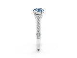 White gold Fancy Blue Round  Brilliant Cut Diamond Engagement Ring with Pavé Band and Four-Prong Setting_51