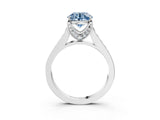 White gold Fancy Blue Round  Brilliant Cut Diamond Engagement Ring with Pavé Band and Four-Prong Setting_52