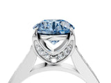 White gold Fancy Blue Round  Brilliant Cut Diamond Engagement Ring with Pavé Band and Four-Prong Setting_52